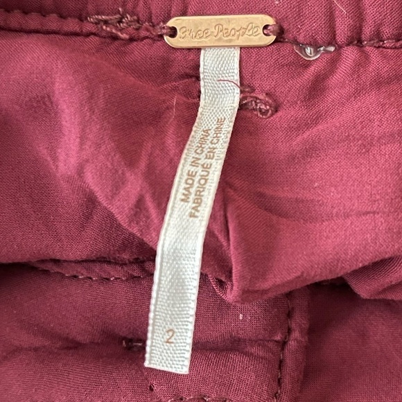 FREE PEOPLE Nightfall Suede Tie Waist Paperbag Pant Size 2 Pomegranate NWT - Picture 10 of 10